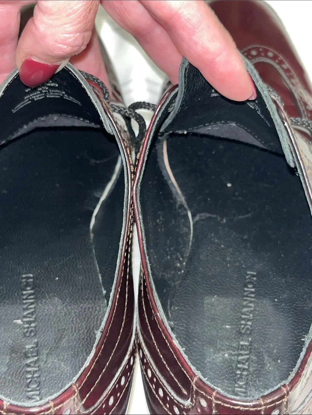 Michael Shannon Burgundy Wingtip Brogue Dress Shoes
